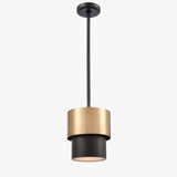 Industrial Pendant Light Brass and Matte Black Hardware with White Alabaster Diffuser, E12 Base - 8“D x 9”H
