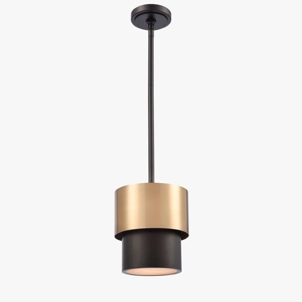 Industrial Pendant Light Brass and Matte Black Hardware with White Alabaster Diffuser, E12 Base - 8“D x 9”H