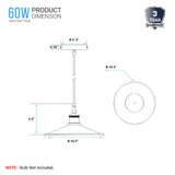 Industrial Style Matte Black Pendant Light Fixture, E26 Base, Antique Brass and Matte Black Finish, UL Listed