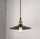 Industrial Style Matte Black Pendant Light Fixture, E26 Base, Antique Brass and Matte Black Finish, UL Listed