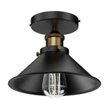 Industrial Style Semi-Flush Mount Lights, E26 Base, Matte Black with Antique Brass Finish, UL Listed, 3 Years Warranty