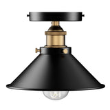 Industrial Style Semi-Flush Mount Lights, E26 Base, Matte Black with Antique Brass Finish, UL Listed, 3 Years Warranty