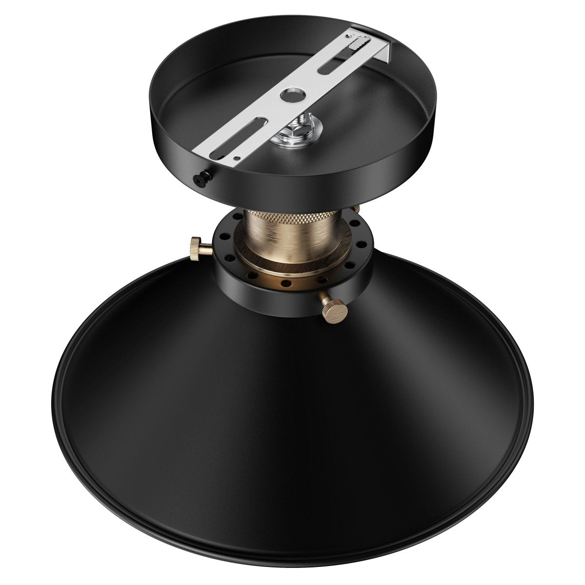 Industrial Style Semi-Flush Mount Lights, E26 Base, Matte Black with Antique Brass Finish, UL Listed, 3 Years Warranty