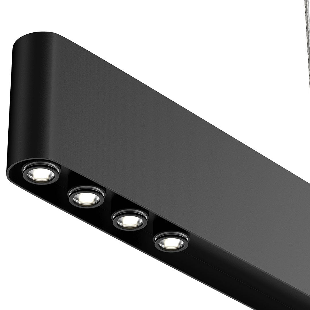 Integrated LED Linear Chandelier Light Fixture In Matte Black Body Finish, 9W, 3000K(warm white), 450LM, Dimmable