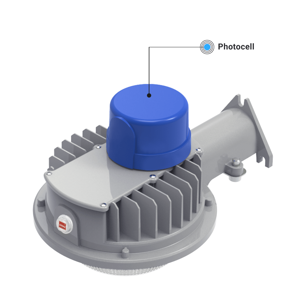 LED Barn Light w/ 3-pin NEMA Photocell, 36/48/60 Wattage Adjustable 3000K/4000K/5000K CCT Changeable, 120-277V, Dusk-To-Dawn, Silver