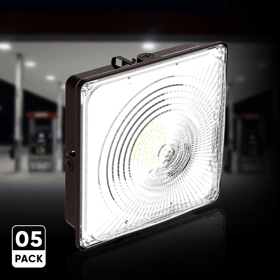 LED Canopy Light 75W 5700K Daylight 9750LM IP65 Waterproof 0-10V Dim 120-277VAC Surface or Pendant Mount, for Gas Stations Outdoor Area Light, Black