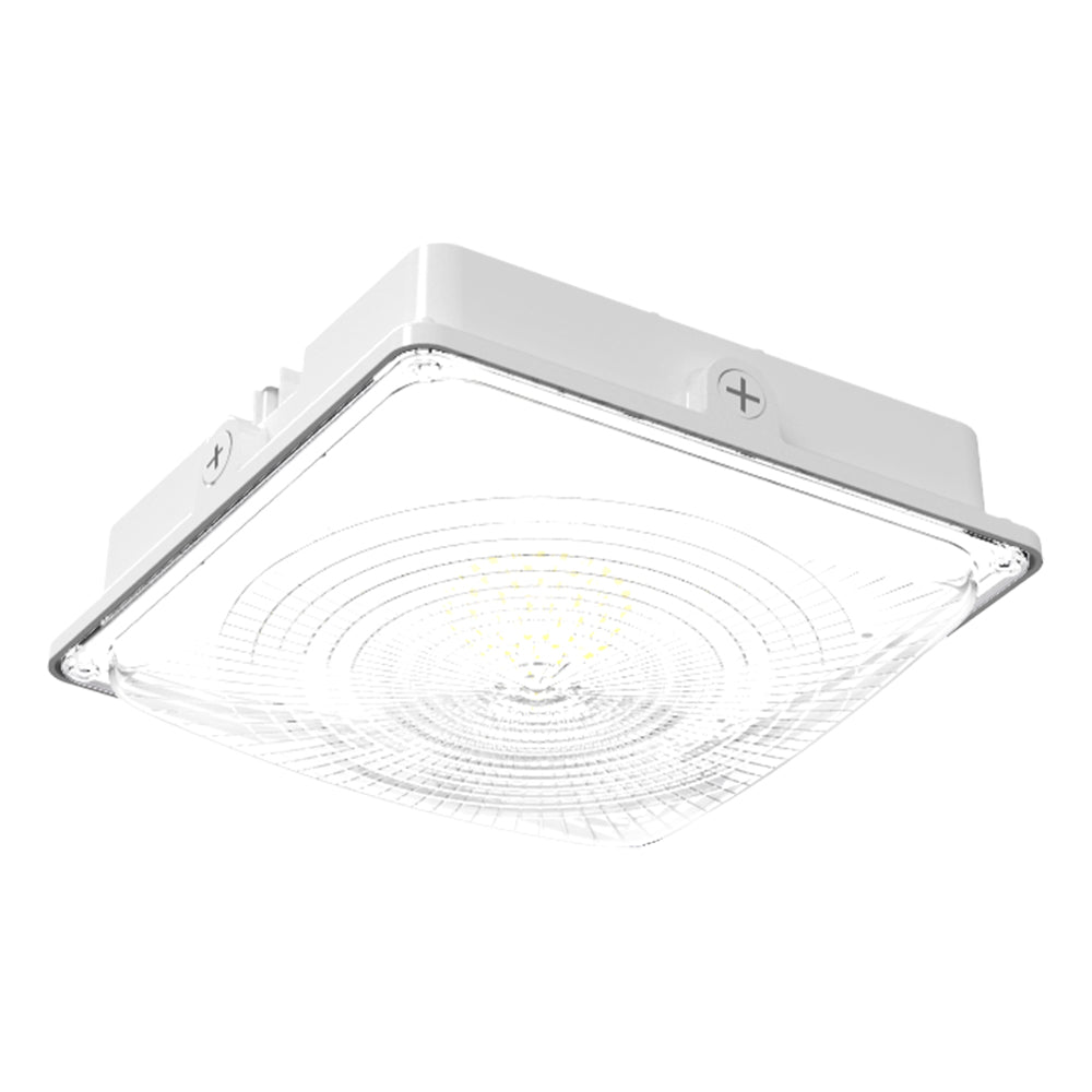 LED Canopy Light 75W 5700K Daylight 9750LM IP65 Waterproof 0-10V Dim 120-277VAC  Surface or Pendant Mount, for Gas Stations Outdoor Area Light, White