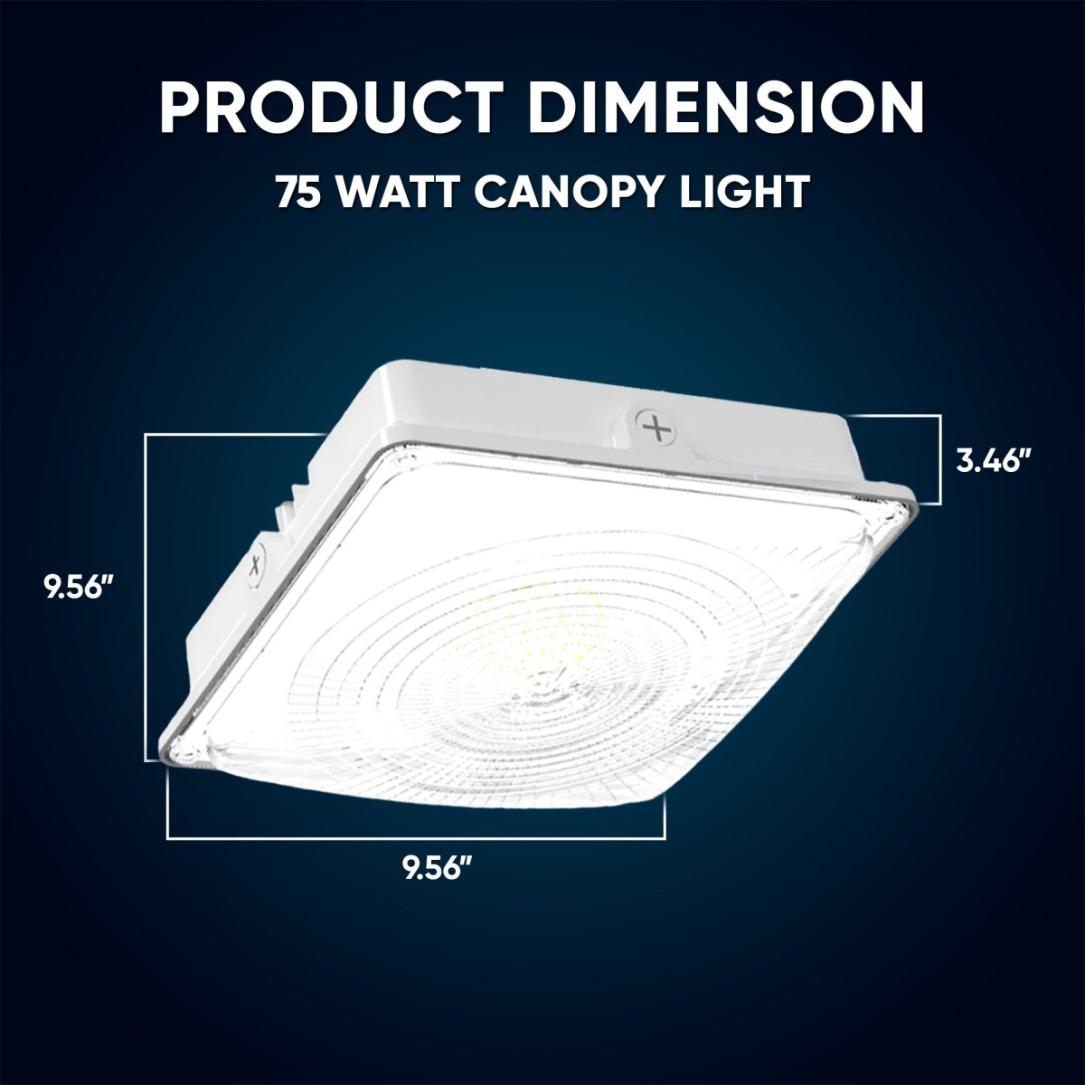 LED Canopy Light 75W 5700K Daylight 9750LM IP65 Waterproof 0-10V Dim 120-277VAC  Surface or Pendant Mount, for Gas Stations Outdoor Area Light, White
