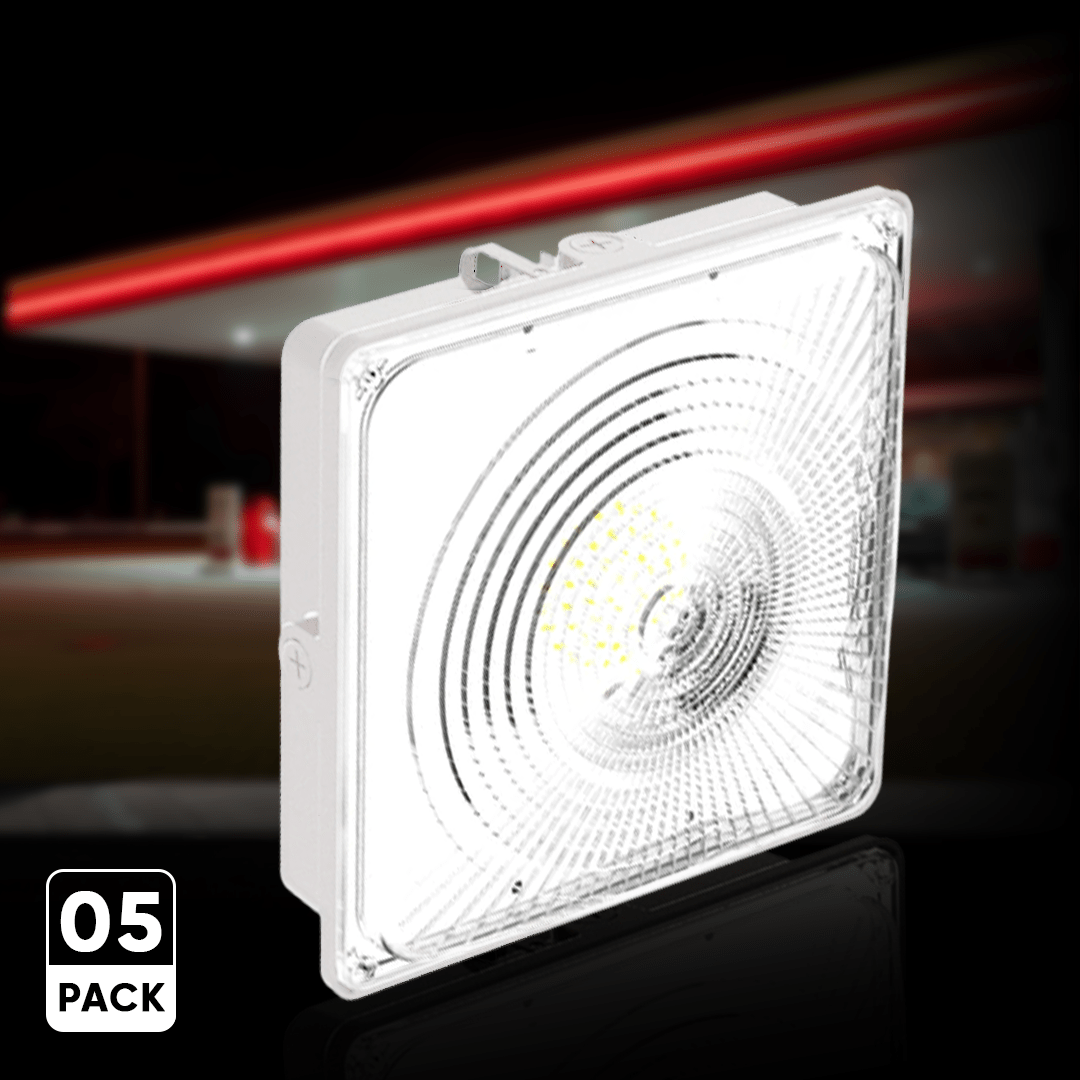 LED Canopy Light 75W 5700K Daylight 9750LM IP65 Waterproof 0-10V Dim 120-277VAC  Surface or Pendant Mount, for Gas Stations Outdoor Area Light, White