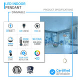 LED Circular Vertical One Ring Pendant Light, 8W, 3000K, 400LM, 120V, Dim: 5.5 x 55 Inch, ETL Listed, Dimmable, Circline Architectural, Hanging Light Fixture