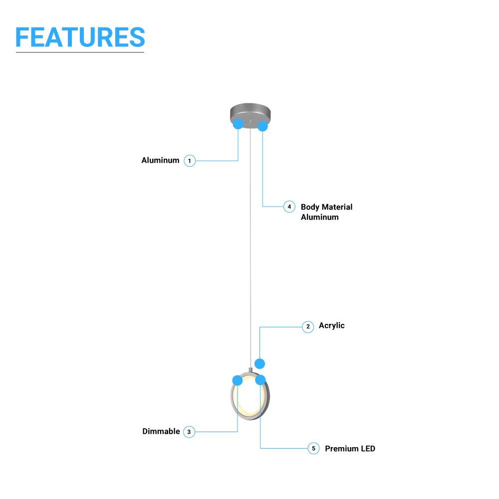 LED Circular Vertical One Ring Pendant Light, 8W, 3000K, 400LM, 120V, Dim: 5.5 x 55 Inch, ETL Listed, Dimmable, Circline Architectural, Hanging Light Fixture