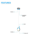 LED Circular Vertical One Ring Pendant Light, 8W, 3000K, 400LM, 120V, Dim: 5.5 x 55 Inch, ETL Listed, Dimmable, Circline Architectural, Hanging Light Fixture