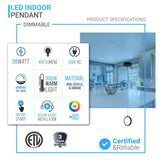 LED Circular Vertical One Ring Pendant Light, 8W, 3000K, 400LM, 120V, Dim: 5.5 x 55 Inch, ETL Listed, Dimmable, Circline Architectural, Hanging Light Fixture