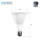 LED Flood Light Bulbs PAR30 Long Neck 12 Watt 5000K 800 Lumens Dimmable 120V E26 Base Damp Location