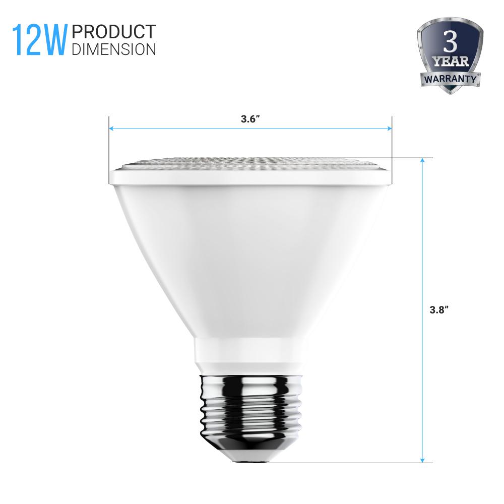 LED Flood Light Bulbs PAR30 Short Neck Dimmable 12 Watt 3000K 800 Lumens 120V E26 Base Damp Location