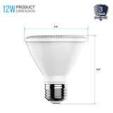 LED Flood Light Bulbs PAR30 Short Neck Dimmable 12 Watt 3000K 800 Lumens 120V E26 Base Damp Location