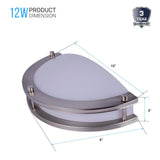 LED Half-Moon Wall Sconce Light 12W, 750 Lumens, Brushed Nickel Finish, White Acrylic Shade, ETL Listed, Hallway Light Fixtures