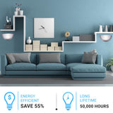 LED Half-Moon Wall Sconce Light 12W, 750 Lumens, Brushed Nickel Finish, White Acrylic Shade, ETL Listed, Hallway Light Fixtures