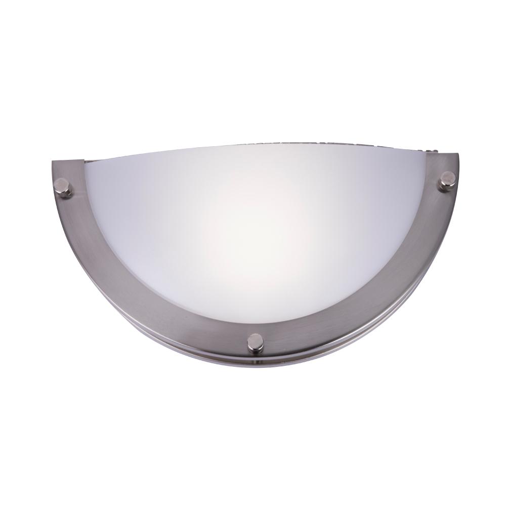 LED Half-Moon Wall Sconce Light 12W, 750 Lumens, Brushed Nickel Finish, White Acrylic Shade, ETL Listed, Hallway Light Fixtures