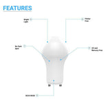 LED Light Bulbs A19 9.5 Watt 5000K 800 Lumens 120V Dimmable, General Purpose Lamp GU24 Base