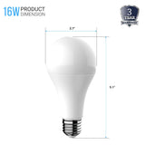 LED Light Bulbs A21 16 Watt 1600 Lumens 5000K Daylight White Dimmable E26 Base Damp Location, Standard LED Bulbs
