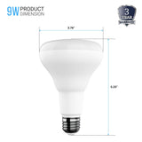 LED Light Bulbs BR30 9 Watt 5000K 650 Lumens 120V Dimmable E26 Base Damp Location LED Indoor Recessed Flood Light