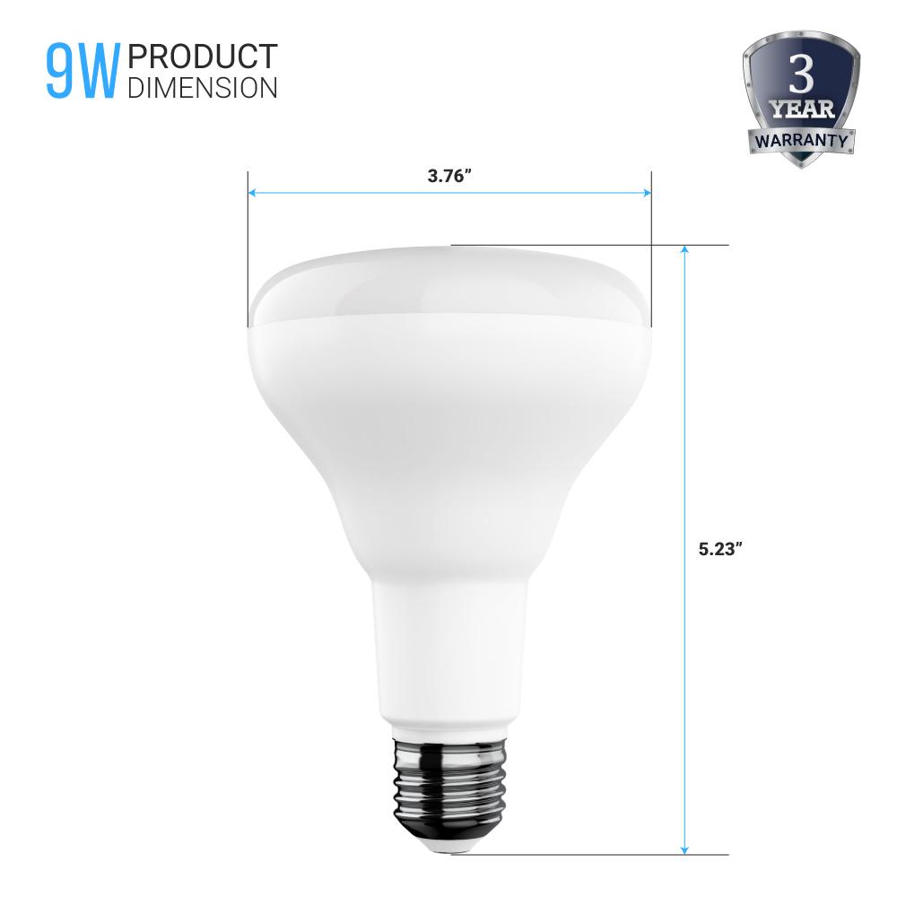 LED Light Bulbs BR30 9 Watt 5000K 650 Lumens 120V Dimmable E26 Base Damp Location LED Indoor Recessed Flood Light