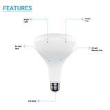 LED Light Bulbs BR40 15.5 Watt 3000K 1100 Lumens 120V Dimmable E26 Base Damp Location LED Indoor Recessed Flood Light