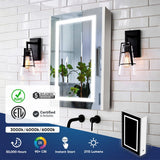 LED Lighted Bathroom Medicine Cabinet with Outlet, Double Sided Mirror, On/Off Switch, ETL, RoHS Listed, 90+ CRI, Surface Mount, Medicine Cabinet with LED Mirror, Benign Style