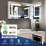 LED Lighted Bathroom Medicine Cabinet with Outlet, Double Sided Mirror, On/Off Switch, ETL, RoHS Listed, 90+ CRI, Surface Mount, Medicine Cabinet with LED Mirror, Benign Style