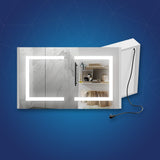 LED Lighted Bathroom Medicine Cabinet with Outlet, Double Sided Mirror, On/Off Switch, ETL, RoHS Listed, 90+ CRI, Surface Mount, Medicine Cabinet with LED Mirror, Benign Style