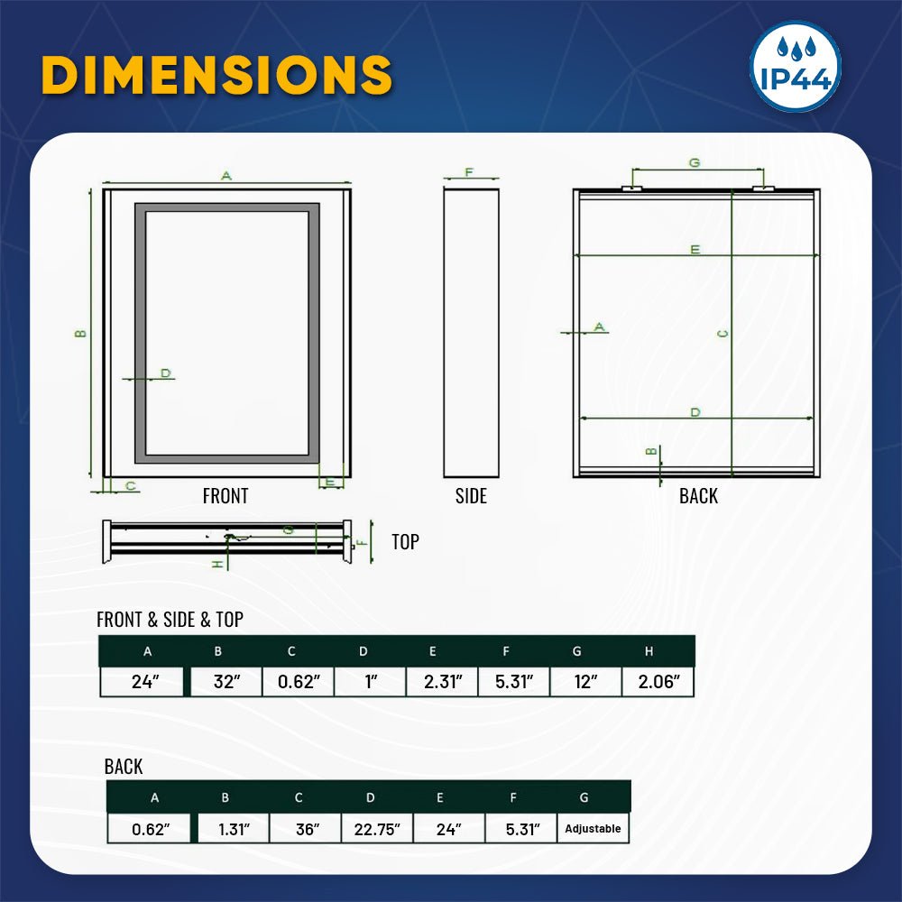 LED Lighted Bathroom Medicine Cabinet with Outlet, Double Sided Mirror, On/Off Switch, ETL, RoHS Listed, 90+ CRI, Surface Mount, Medicine Cabinet with LED Mirror, Benign Style