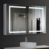 LED Lighted Bathroom Medicine Cabinet with Outlet, Double Sided Mirror, On/Off Switch, ETL, RoHS Listed, 90+ CRI, Surface Mount, Medicine Cabinet with LED Mirror, Benign Style
