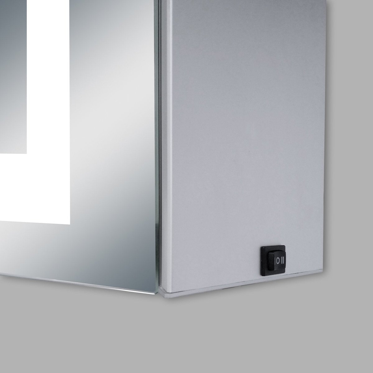 LED Lighted Bathroom Medicine Cabinet with Outlet, Double Sided Mirror, On/Off Switch, ETL, RoHS Listed, 90+ CRI, Surface Mount, Medicine Cabinet with LED Mirror, Benign Style