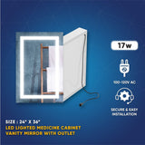 LED Lighted Bathroom Medicine Cabinet with Outlet, Double Sided Mirror, On/Off Switch, Surface Mount, Medicine Cabinet with LED Mirror, CRI 90+, Hector Style