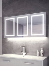 LED Lighted Bathroom Medicine Cabinet with Outlet, Double Sided Mirror, On/Off Switch, Surface Mount, Medicine Cabinet with LED Mirror, CRI 90+, Hector Style