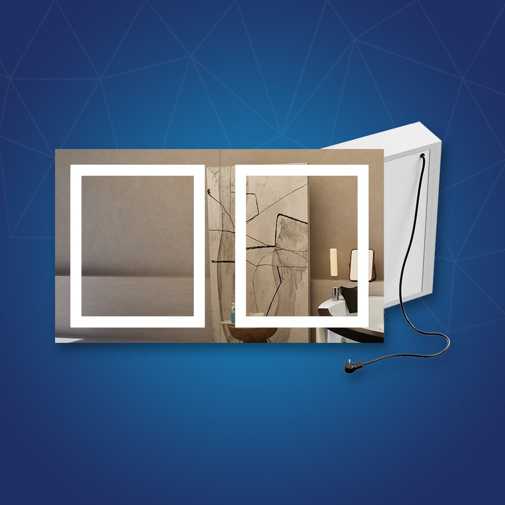 LED Lighted Bathroom Medicine Cabinet with Outlet, Double Sided Mirror, On/Off Switch, Surface Mount, Medicine Cabinet with LED Mirror, CRI 90+, Hector Style