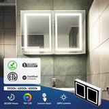 LED Lighted Bathroom Medicine Cabinet with Outlet, Double Sided Mirror, On/Off Switch, Surface Mount, Medicine Cabinet with LED Mirror, CRI 90+, Hector Style