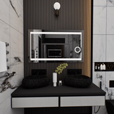 LED Lighted Bathroom Vanity Mirror with Magnifying Mirror, Anti-Fog, Touch Button, CRI 90+,Adjustable Color Temperature & Remembrance Makeup Mirror, Auspice Style