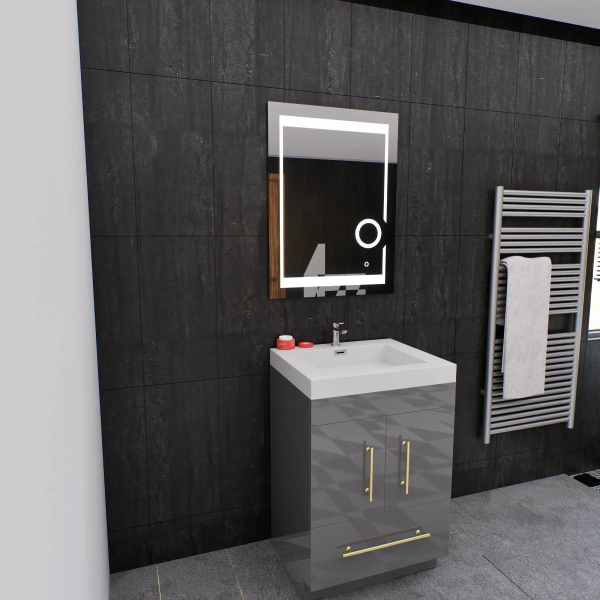 LED Lighted Bathroom Vanity Mirror with Magnifying Mirror, Anti-Fog, Touch Button, CRI 90+,Adjustable Color Temperature & Remembrance Makeup Mirror, Auspice Style