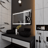 LED Lighted Bathroom Vanity Mirror with Magnifying Mirror, Anti-Fog, Touch Button, CRI 90+,Adjustable Color Temperature & Remembrance Makeup Mirror, Auspice Style
