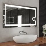 LED Lighted Bathroom Vanity Mirror with Magnifying Mirror, Anti-Fog, Touch Button, CRI 90+,Adjustable Color Temperature & Remembrance Makeup Mirror, Auspice Style