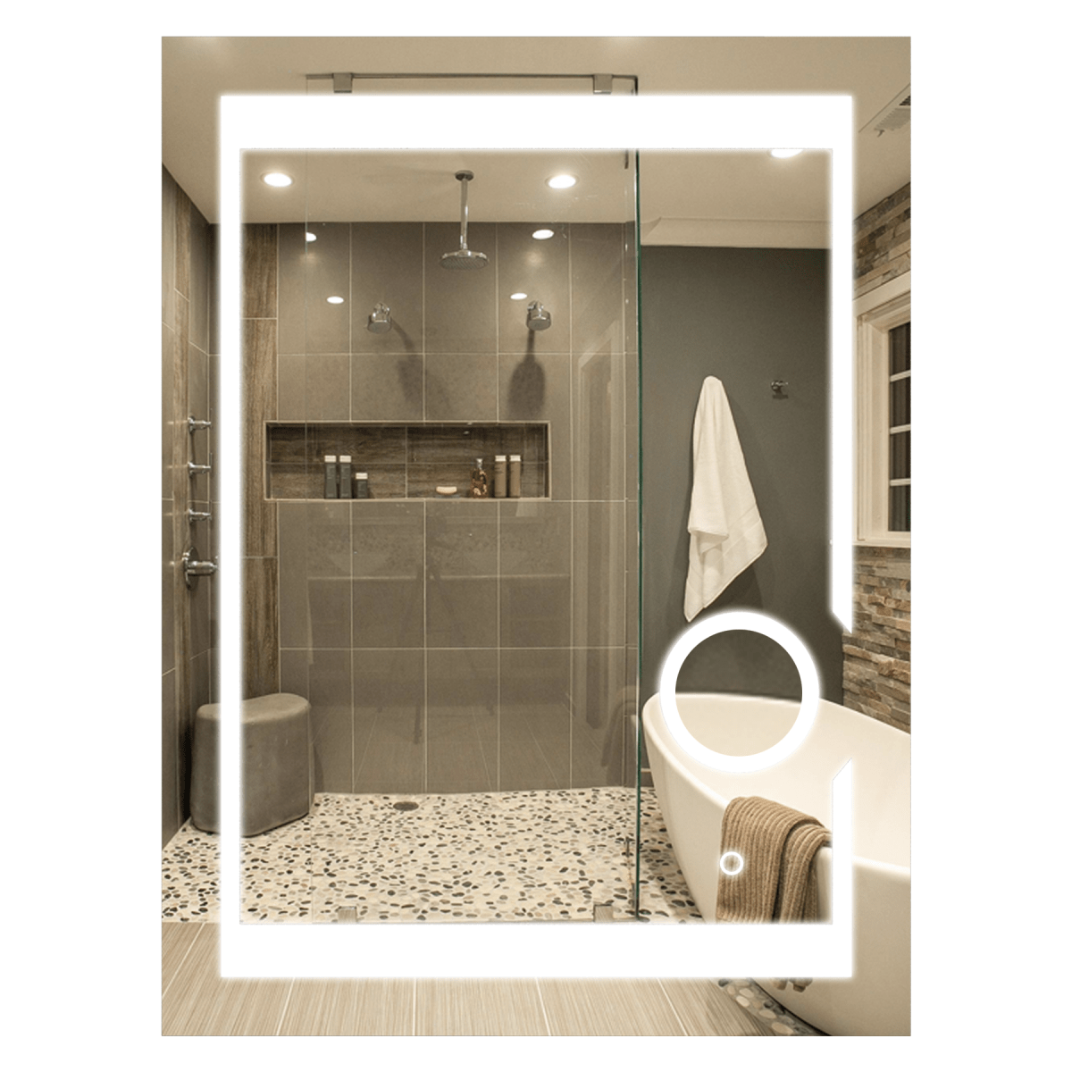 LED Lighted Bathroom Vanity Mirror with Magnifying Mirror, Anti-Fog, Touch Button, CRI 90+,Adjustable Color Temperature & Remembrance Makeup Mirror, Auspice Style