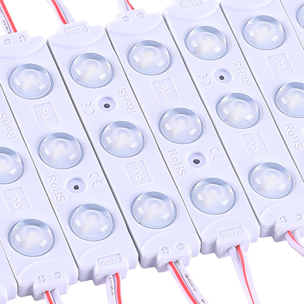 LED Module Lights, 3LEDs/Mod, DC12V, 0.72W, Blue, Waterproof Decorative Light for Letter Sign Advertising Signs with Tape Adhesive Backside (40-Pack)