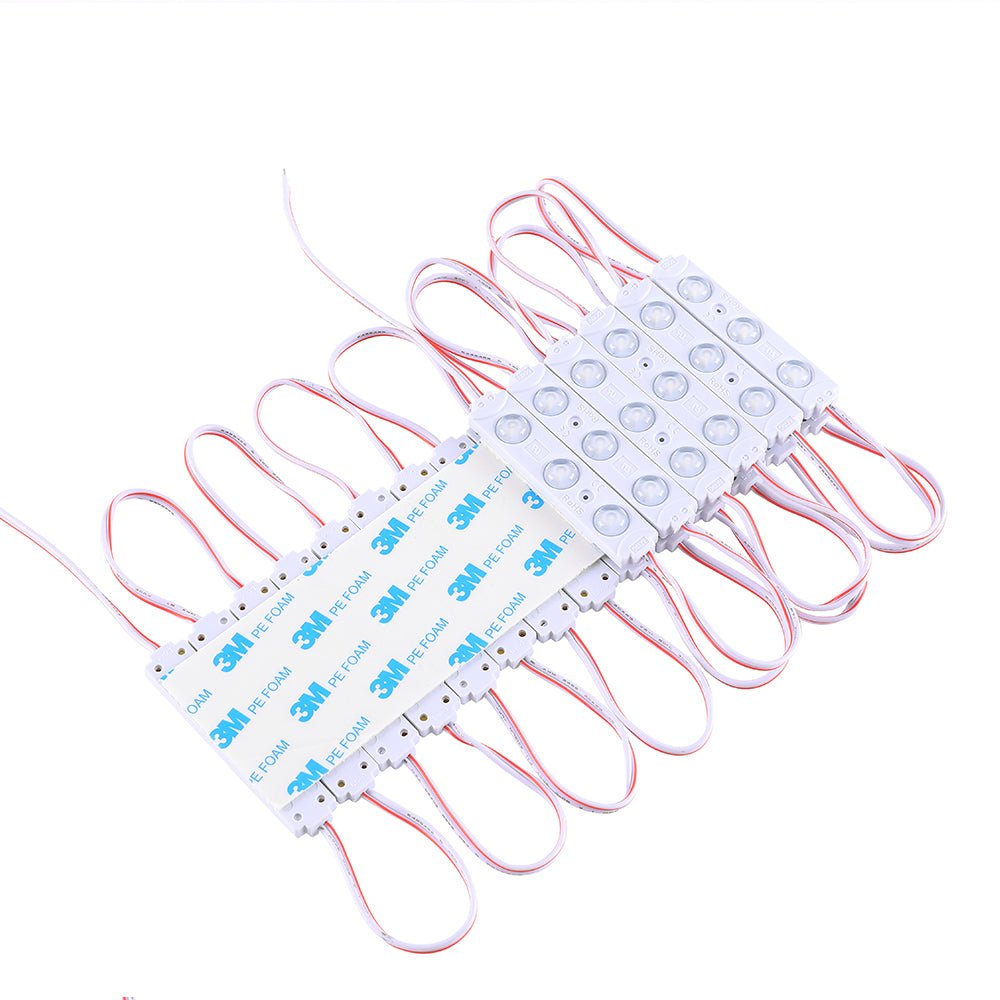 LED Module Lights, 3LEDs/Mod, DC12V, 0.72W, Blue, Waterproof Decorative Light for Letter Sign Advertising Signs with Tape Adhesive Backside (40-Pack)