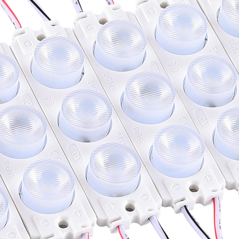 LED Module Lights, Pure White, 3 LEDs/Mod, DC12V, 2.5W, LED Waterproof Decorative Light for Letter Sign Advertising Signs with Tape Adhesive Backside (45-Pack)