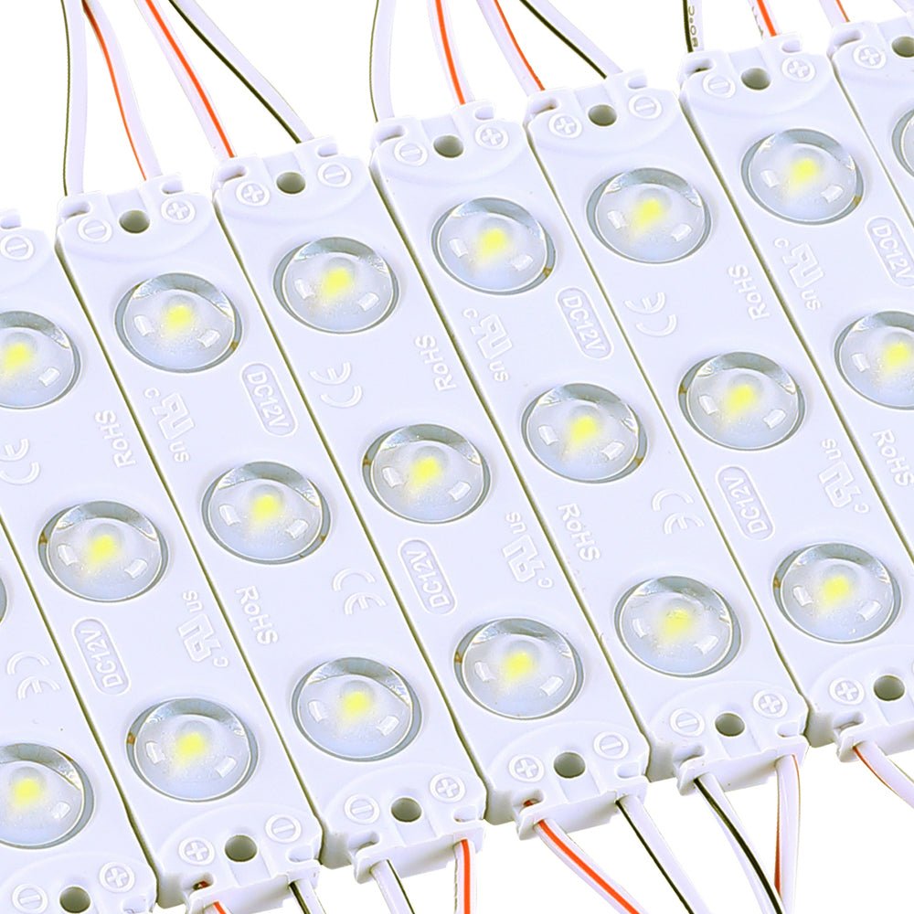 LED Module Lights, Pure White, 3LEDs/Mod, DC12V, 1W, LED Waterproof Decorative Light for Letter Sign Advertising Signs with Tape Adhesive Backside