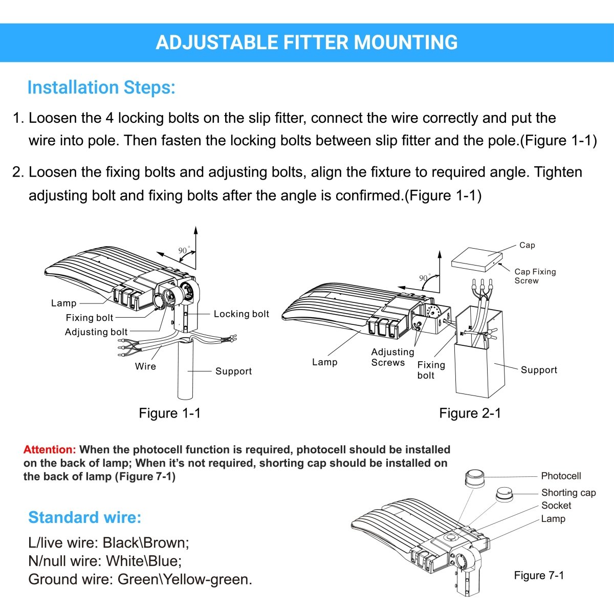 LED Parking Lot Light with Photocell & Motion Sensor, 300W/240W/200W Wattage Adjustable, 5700K,133 LM/W, Universal Mount (Adjustable Slip Fitter +Wall Mount), Waterproof, Bronze, AC120-277V, Outdoor Commercial Area Street Security Lighting Fixture, Gen14B