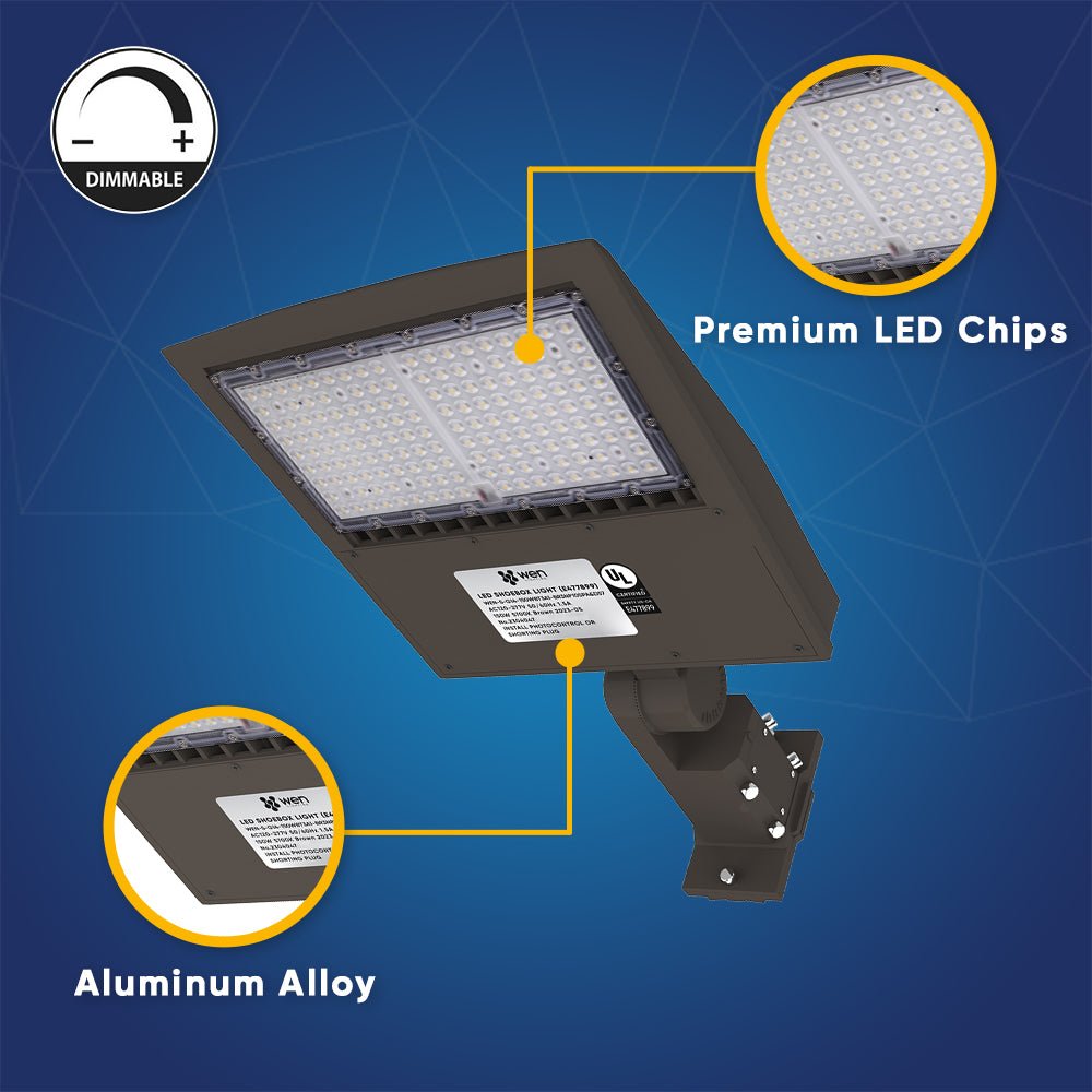 LED Pole Light, 150W/120W/100W Wattage Adjustable, 5700K, 133 LM/W, Universal Mount (Adjustable Slip Fitter + Wall Mount), Bronze, AC120-277V, Waterproof IP65, Parking Lot Lights, Outdoor Area Street Security Lighting Fixture, Gen14B