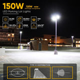LED Pole Light, 150W/120W/100W Wattage Adjustable, 5700K, 133 LM/W, Universal Mount (Adjustable Slip Fitter + Wall Mount), Bronze, AC120-277V, Waterproof IP65, Parking Lot Lights, Outdoor Area Street Security Lighting Fixture, Gen14B